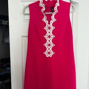 Vince Camuto bright pink dress with white trim, size 8 NWT